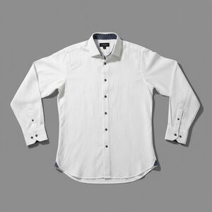 Visconti Black Dress Shirt XL White Stripe Contrast Collar